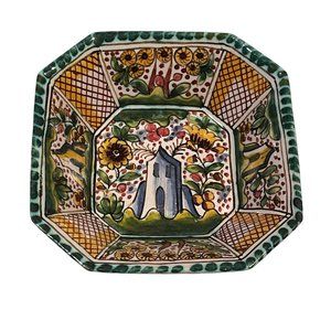 Vintage Portugal Hand Painted House in The Garden Nut Dish